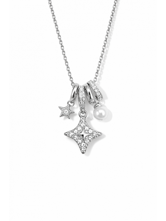 Zirkon Taşlı Çelik Kolye