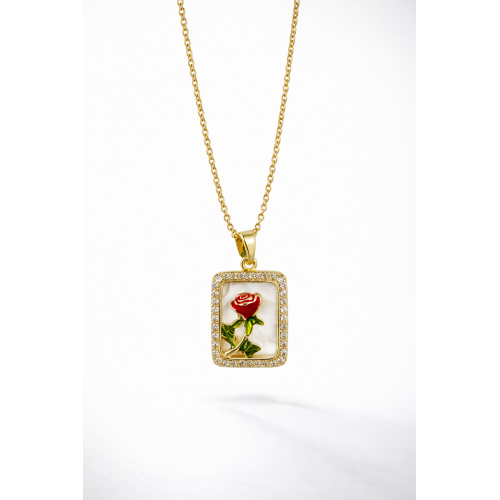 Zirkon Taşlı Çelik Kolye