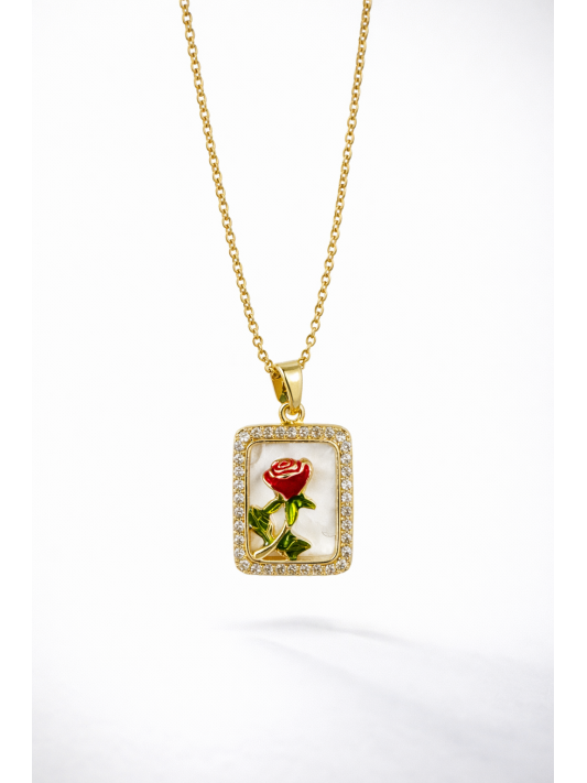 Zirkon Taşlı Çelik Kolye