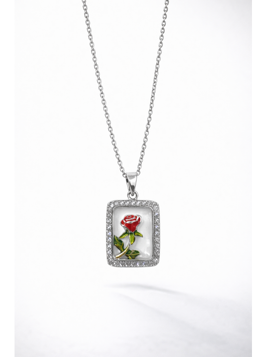 Zirkon Taşlı Çelik Kolye