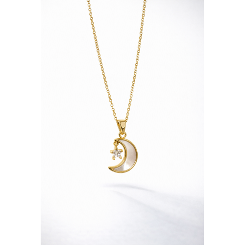 Zirkon Taşlı Çelik Kolye