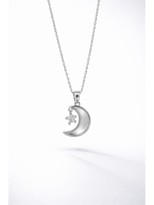 Zirkon Taşlı Çelik Kolye