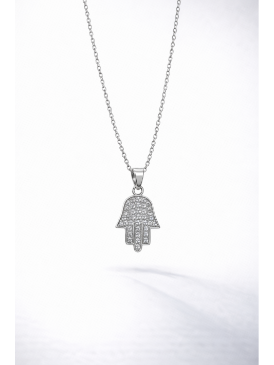 Zirkon Taşlı Çelik Kolye